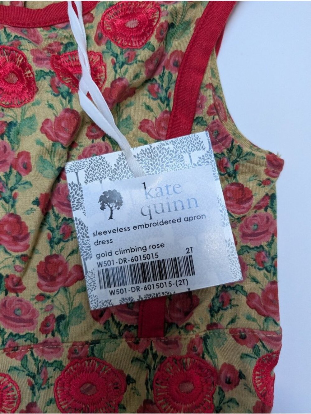 Kate Quinn 2T Gold Climbing Rose Embroidered Dress Floral Fall Autumn - Picture 2 of 4